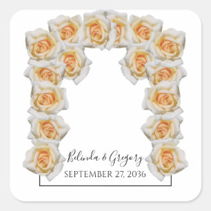 Orange Rose Hochzeit Quadratischer Aufkleber
