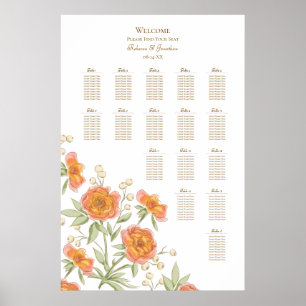 Orange Rose Hochzeit Sitzordnung Poster