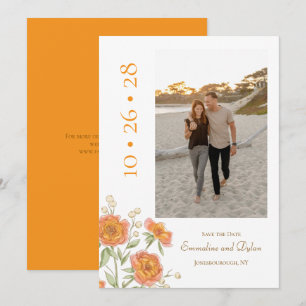 Orange Rose Hochzeit - Termin vormerken Einladung