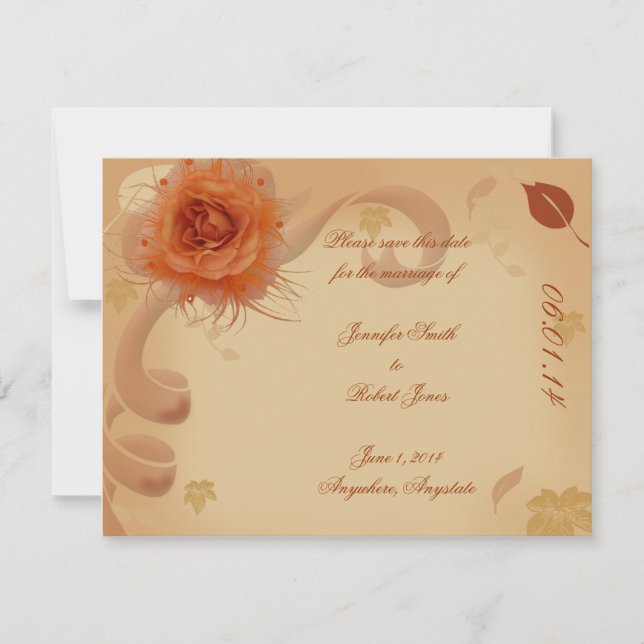 Orange Rose im Fall Save the Date (Vorderseite)