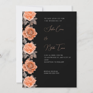 Orange Rose Moderne Fall Black Wedding Einladung