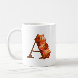 Orange Rose Monogram Initial A Your Name Kaffeetasse