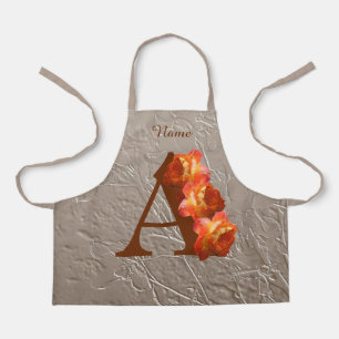 Orange Rose Monogram Initial A Your Name Schürze