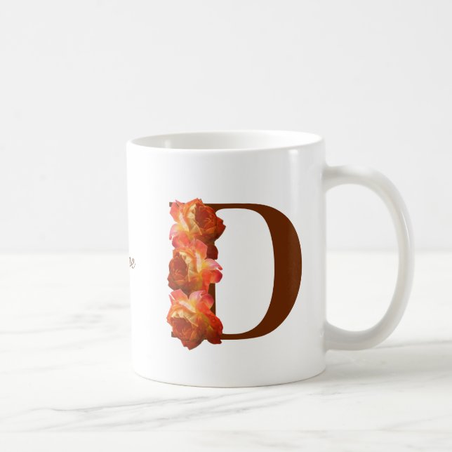 Orange Rose Monogram Initial D Your Name Kaffeetasse (Rechts)