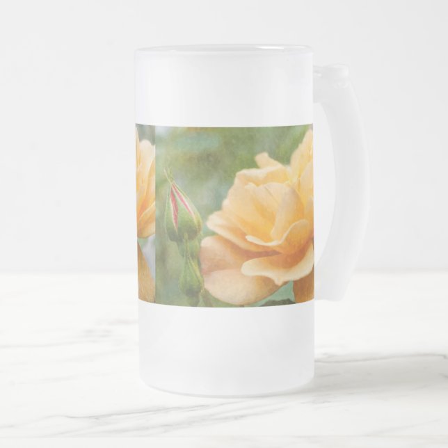Orange Rose Painterly Mattiert Glass Beer Tasse (VorderseiteRechts)