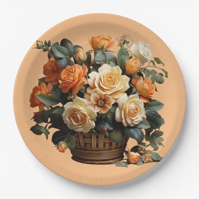 Orange Rose Pappteller (Vorderseite)