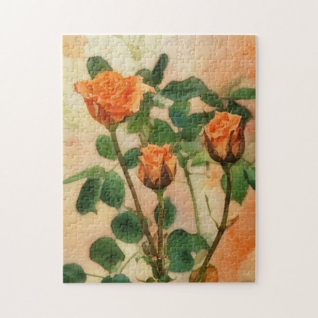 Orange Rose Puzzle Art (Vertikal)
