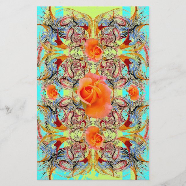 Orange Rose Viktorianisches Scrapbook Handwerkspap Briefpapier (Vorderseite)