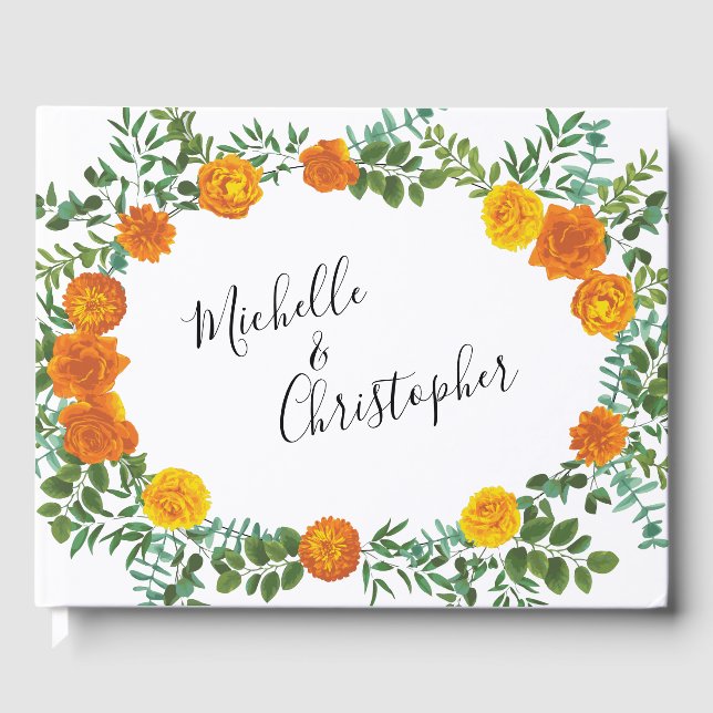 Orange Rose Wedding Elegante Schöne Aussicht Gästebuch (Vorderseite)