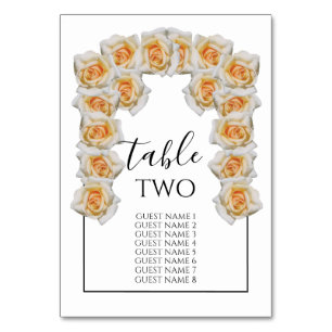 Orange Rose Wedding Guest Names Tischnummer