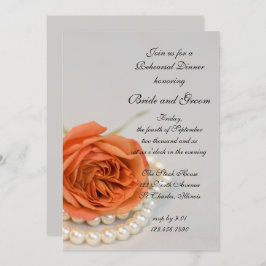 Orange Rose White Pearls Hochzeit Probe Dinner Einladung