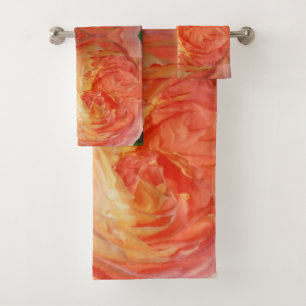 Orange Rosen-Blumenblätter Badhandtuch Set