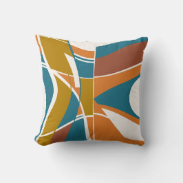 Orange Rost Gold Türkis Weiße Swirbeln Abstrakt Kissen