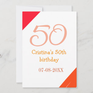 Orange Rot 50. Geburtstagsjubiläum Name Datum p Einladung
