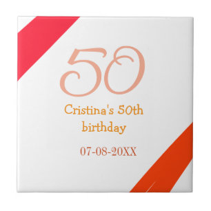 Orange Rot 50. Geburtstagsjubiläum Name Datum p Fliese