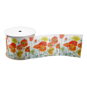 Orange Rot Gelbe Klatschmohn Wasserfarbe Kissen We Satinband