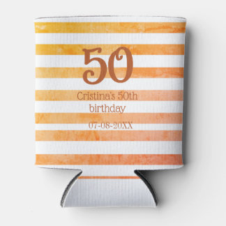 Orange rot gestreifter 50. Geburtstag braun Name R Dosenkühler