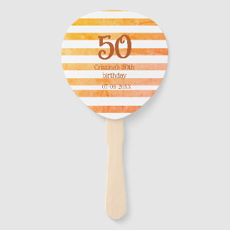 Orange rot gestreifter 50. Geburtstag braun Name R Fächer