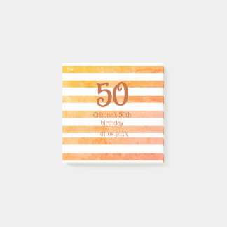 Orange rot gestreifter 50. Geburtstag braun Name R Post-it Klebezettel