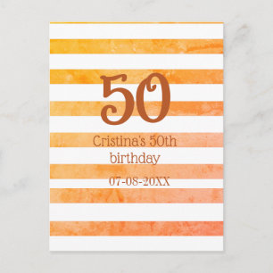 Orange rot gestreifter 50. Geburtstag braun Name R Postkarte