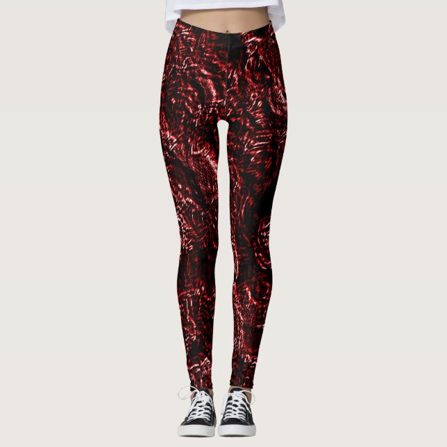 Orange Rot Goth Rosen Leggings (Vorderseite)