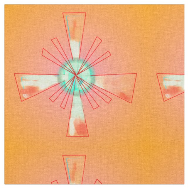Orange/ Rot/ Grün/ Geometrisches Muster>  Stoff (Nahaufnahme)
