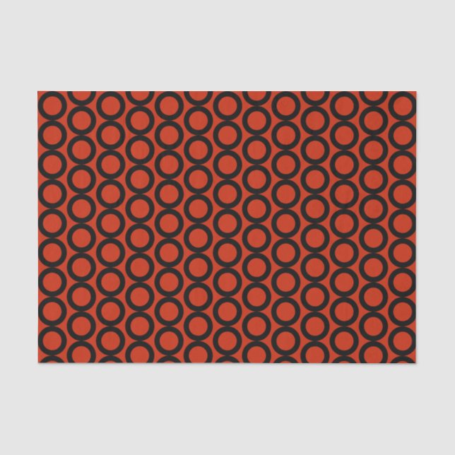 Orange Rot-Schwarz-Muster Seidenpapier (Vorderseite)