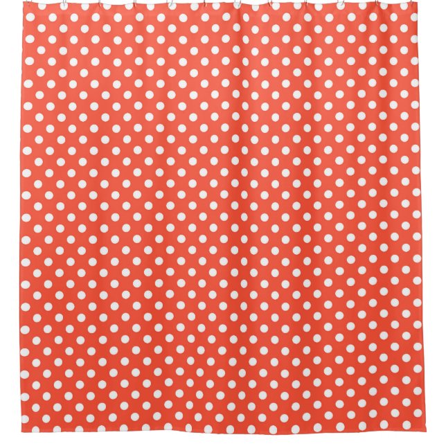 Orange, Rot, Terracotta polka dot Duschvorhang (Vorderseite)