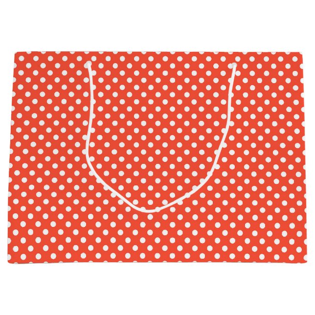 Orange, Rot, Terracotta polka dot Große Geschenktüte (Vorderseite)