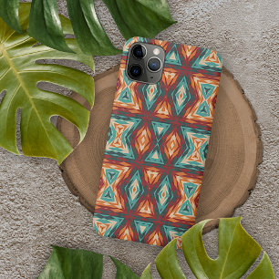 Orange-Rot-Türkis-ethnisches Mosaik-Kunstmuster iPhone 16 Pro Max Hülle