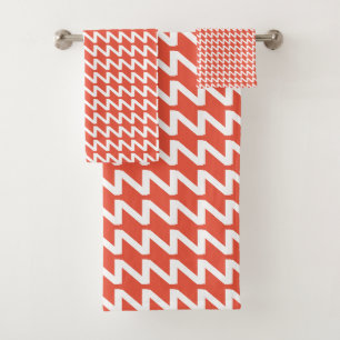 Orange Rot und Weiß Moderne Sharp Waves Badhandtuch Set