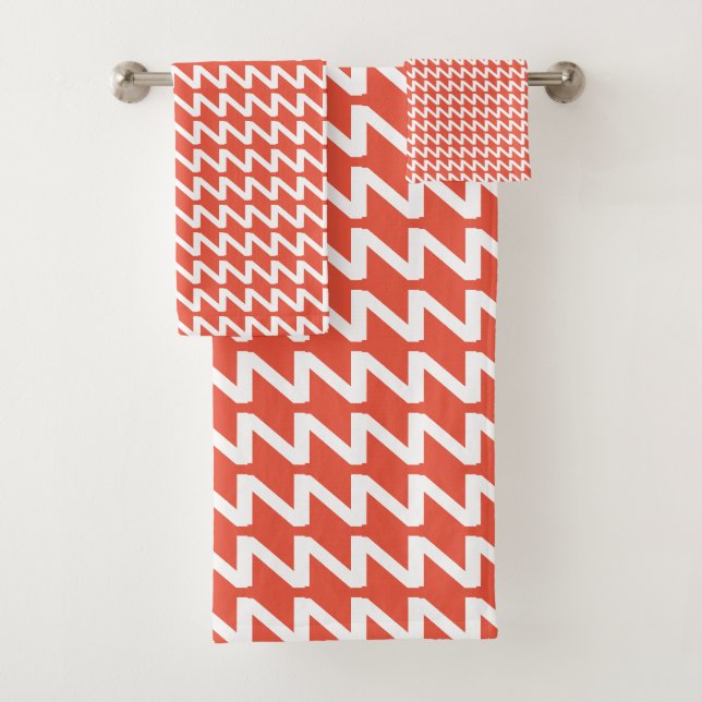 Orange Rot und Weiß Moderne Sharp Waves Badhandtuch Set (Insitu)