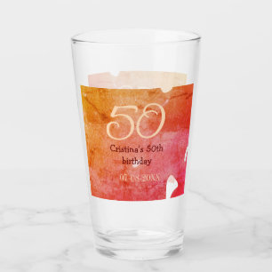 Orange rote 50 Geburtstagsjubiläum Datum des Namen Glas
