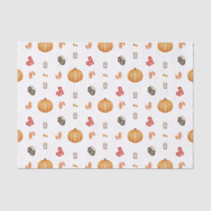 Orange Rote & Braune Herbst-Pumpkin-Autumn-Aquarel Seidenpapier