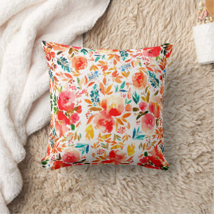 Orange rote farbenfrohe Rosenblume sommerlich  Kissen