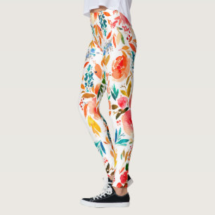 Orange rote farbenfrohe Rosenblumen Sommer Leggings