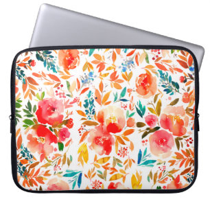 Orange rote farbenfrohe Rosenblüten Sommer  Laptopschutzhülle