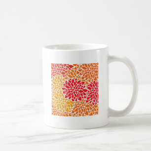 Orange-rote farbenfrohe Vintage-60er-Blume Kaffeetasse