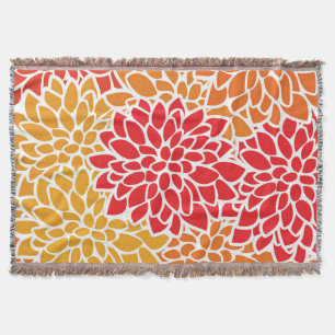 Orange rote farbenfrohe Vintage 60er Jahre Blume Decke