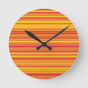 Orange Rote Gelbe Streifen Runde Wanduhr