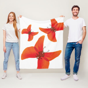 Orange Rote Mohnblüten mit drei Namen Fleecedecke
