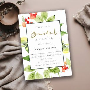 ORANGE ROTE ROSE WATERCOLOR FLORAL BRAUTPARTY EINLADUNG