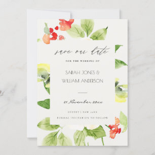 ORANGE ROTE ROSE WATERCOLOR SAVE THE DATE