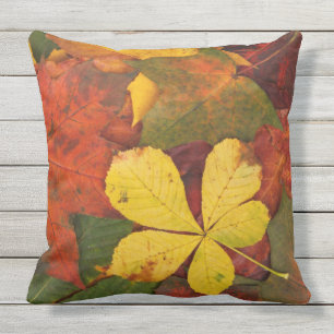 Orange, roter, gelber Herbst im Freienverlässt Kissen Für Draußen