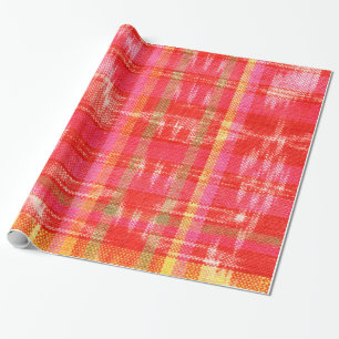 Orange, rotes und weißes ikat deisgn geschenkpapier