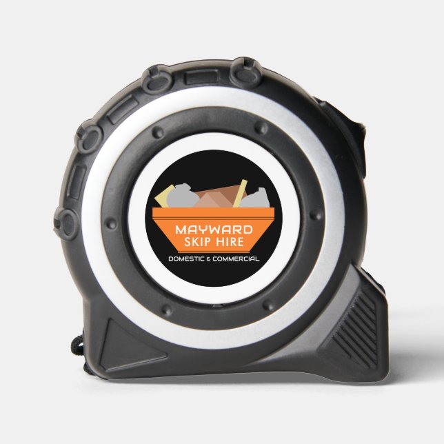 Orange Rubbish Skip, Skip/Dumpster Company Maßband (Vorderseite)