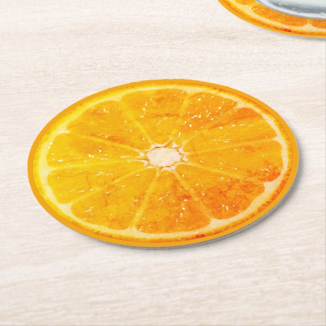 Orange Runder Pappuntersetzer (Angewinkelt)