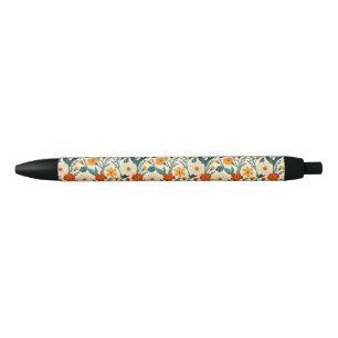 Orange Russet und Cream Floral Kugelschreiber