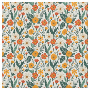 Orange Russet und Cream Floral Stoff