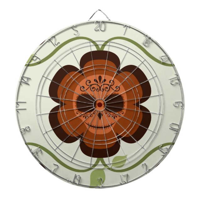 Orange Rust Cartoon Zuckerkulle Blume Dartscheibe (vorne)